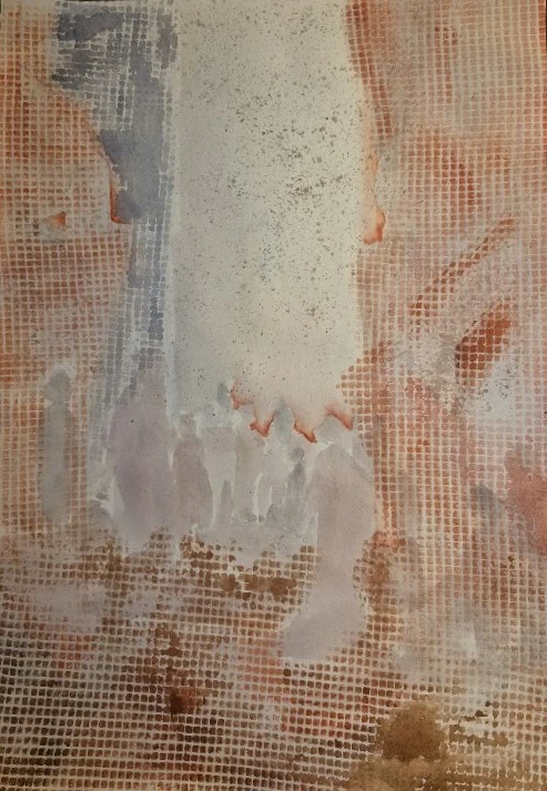 *War/Conflict 9*, watercolour on 140lb paper, 42 x 30 cm.