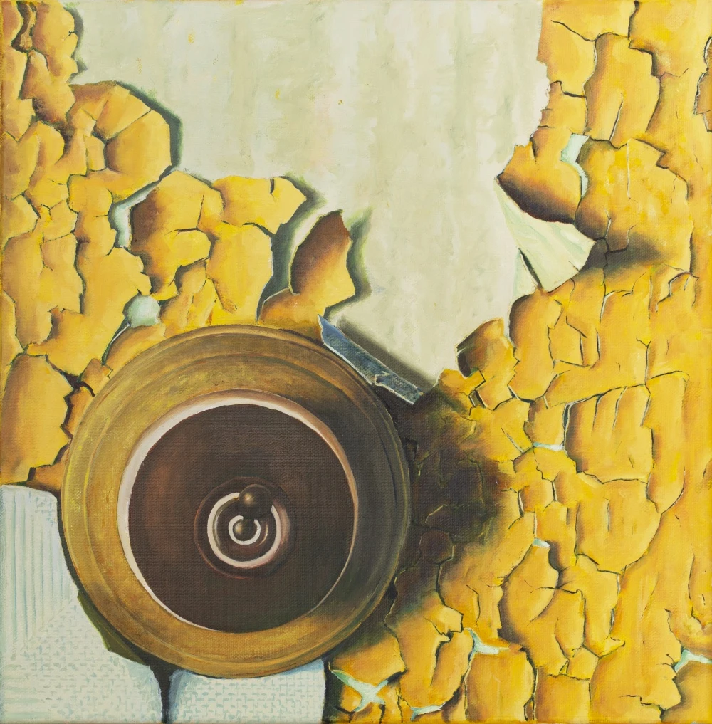 *On-Off*, oil on canvas, 40 x 40 cm.