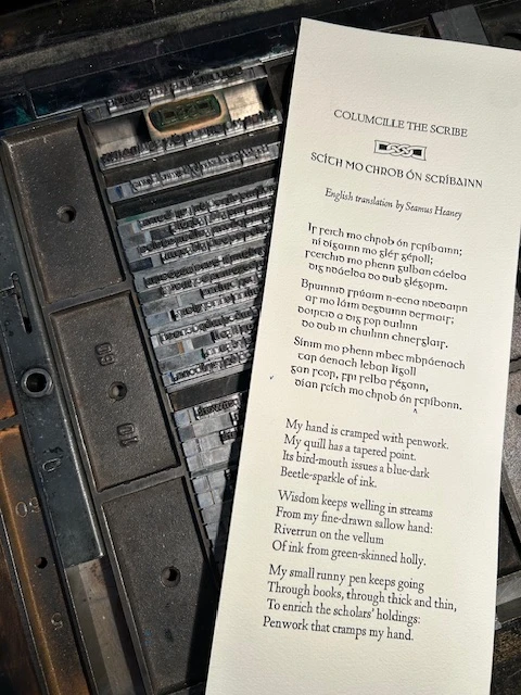 *Colmcille the Scribe*, set by Wild Apple Press.