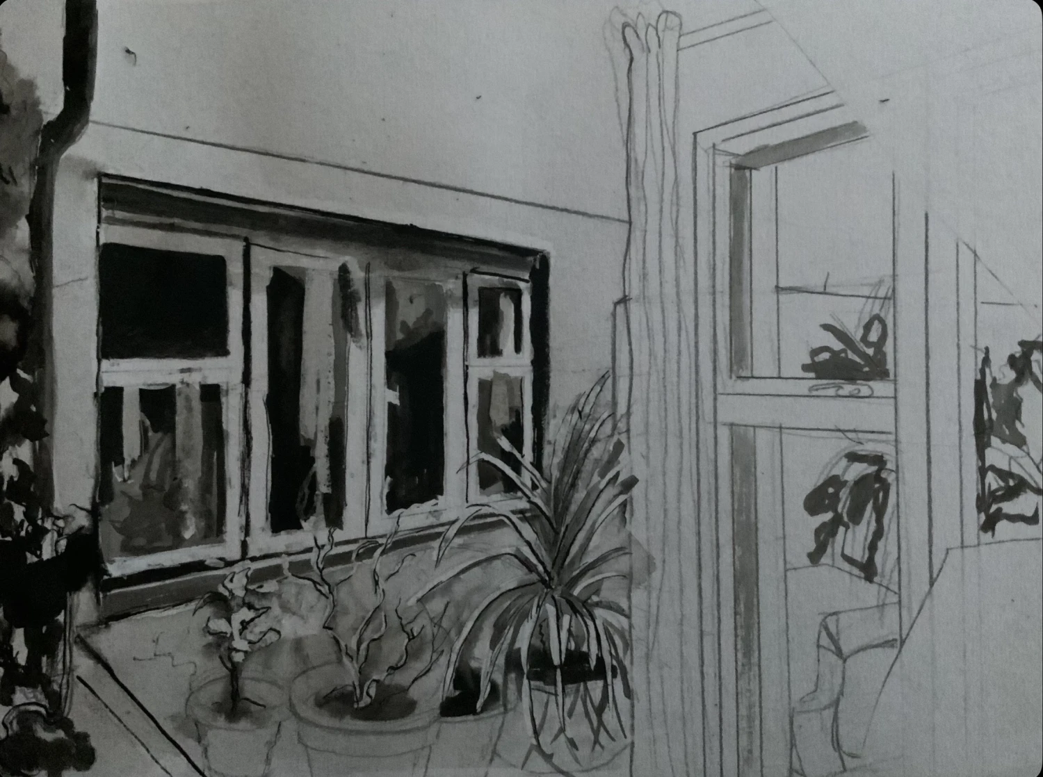*Inside Out*, pencil and ink on paper, 29.7 x 21 cm.