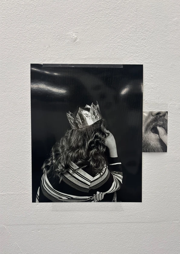 *there's not gonna be a pool you stupid f-slur, there’s not even gonna be a house (ii)*, photo on gloss paper, tape, dimensions variable.