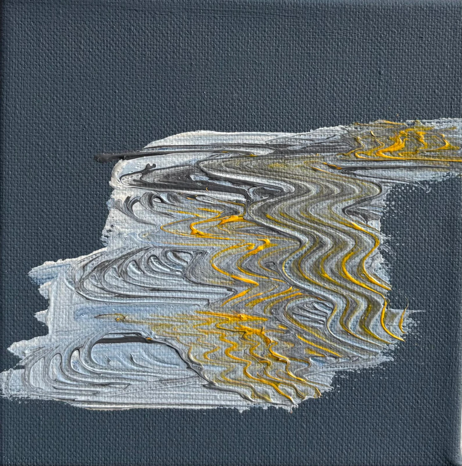 *Tide Mark 2*, acrylic, Gesso on canvas,15 x 15 cm.