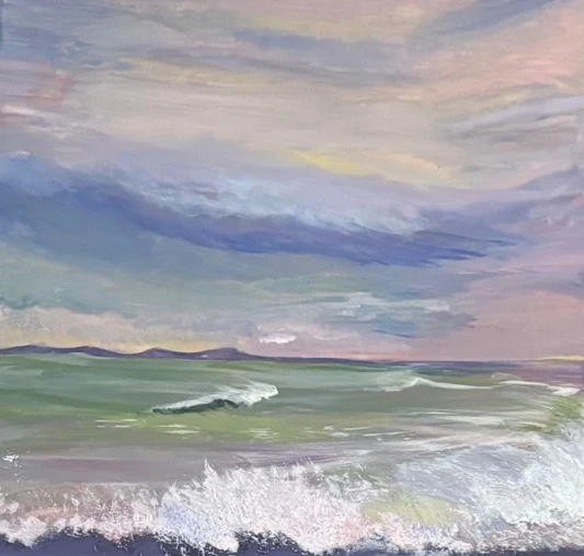 *Blackrock from Poolbeg*, Shelly Bank, acrylic on canvas, 50 x 50 cm.