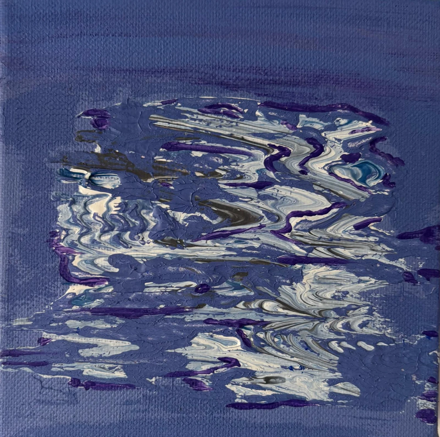 *Tide mark 1*, acrylic, Gesso on canvas, 15 x 15 cm.