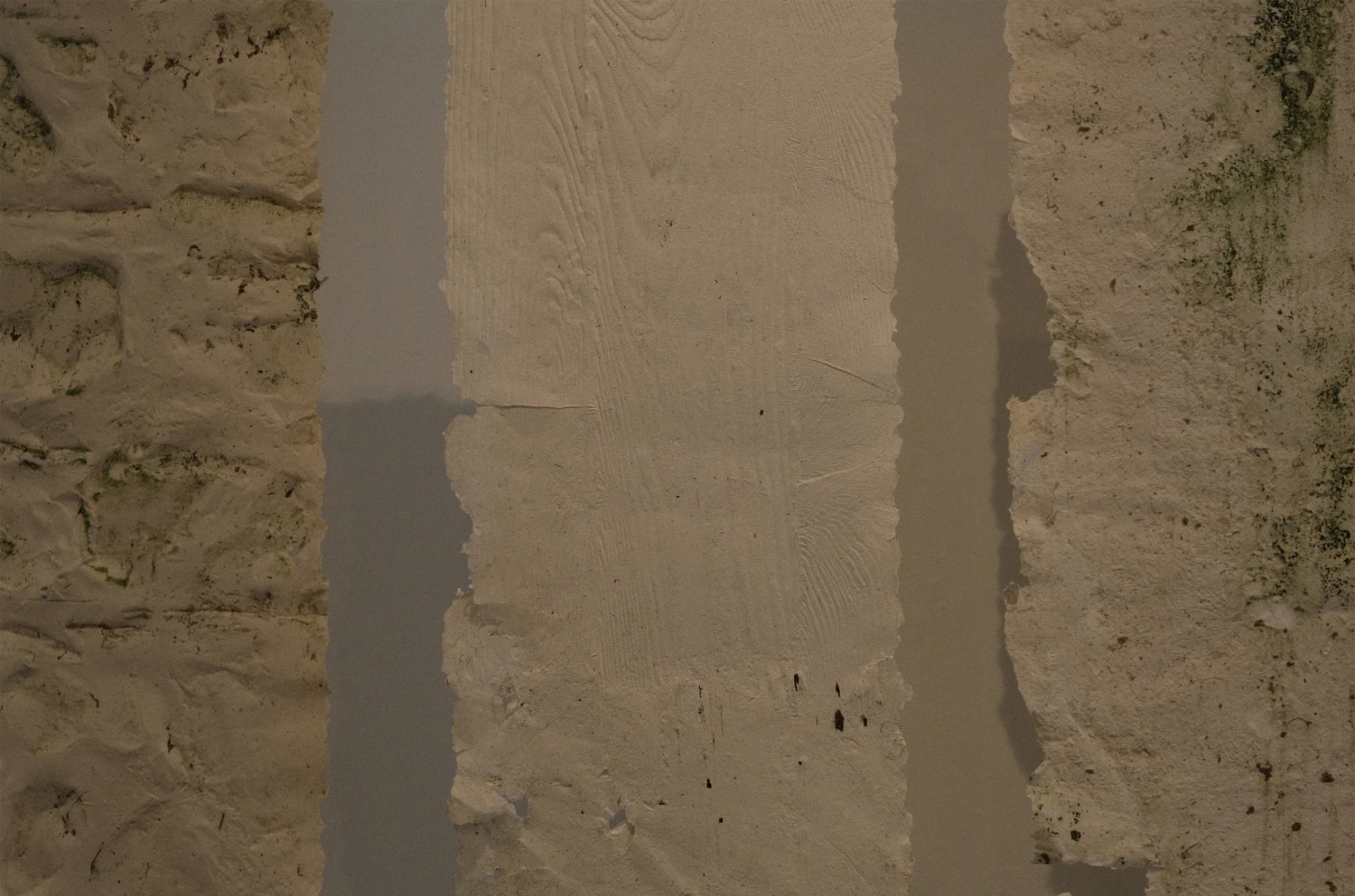 *Holdings*, series of suspended handmade paper casts, approx. 47 x 14.5 inches each.