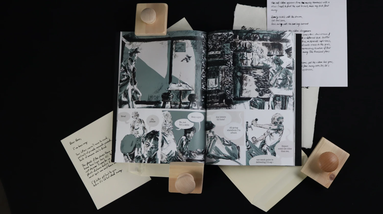 *Forgotten Letters* book, stamps and letters.