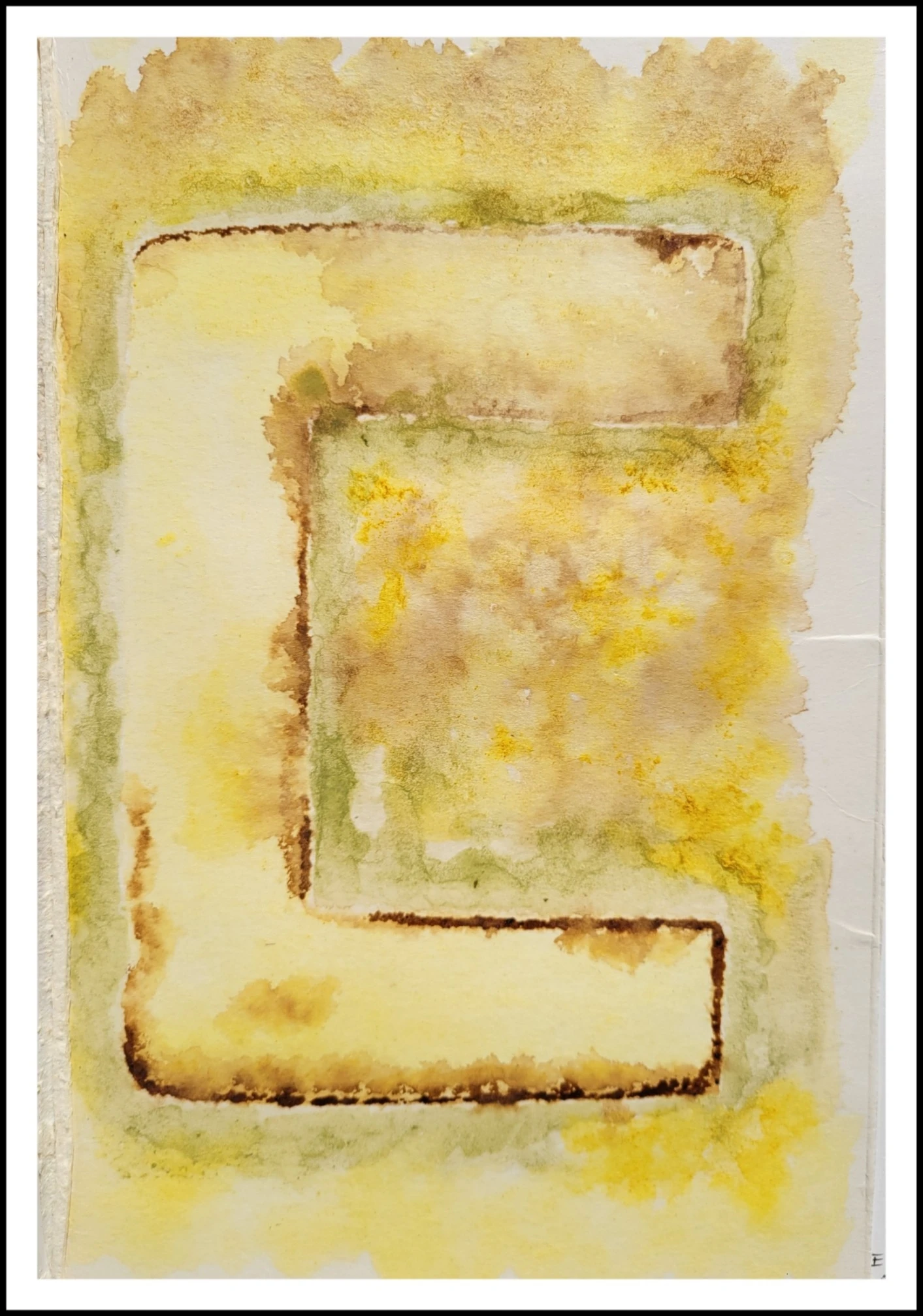 *Vista*, matcha green, salt, coffee, turmeric on cardboard paper, 30 x 19 cm.