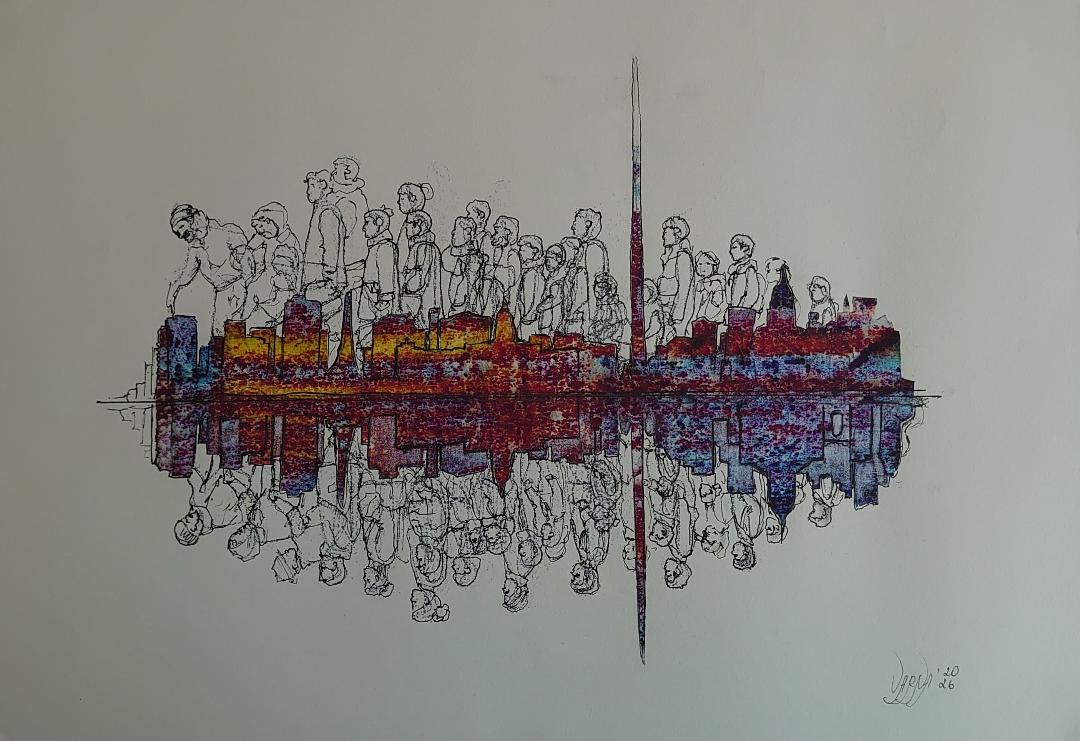 *Ambient Sound: City*, collage, 42.0 x 27.7 cm.