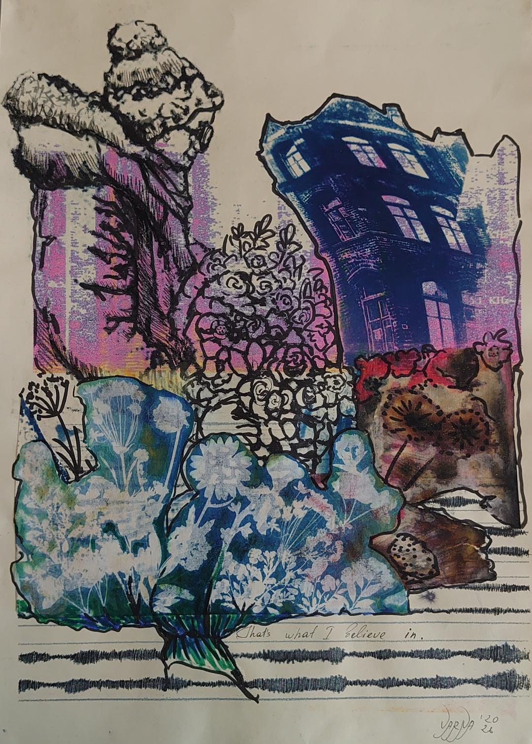 *Grafton Street: Finding Balance*, collage, 29.7 × 42.0 cm.
