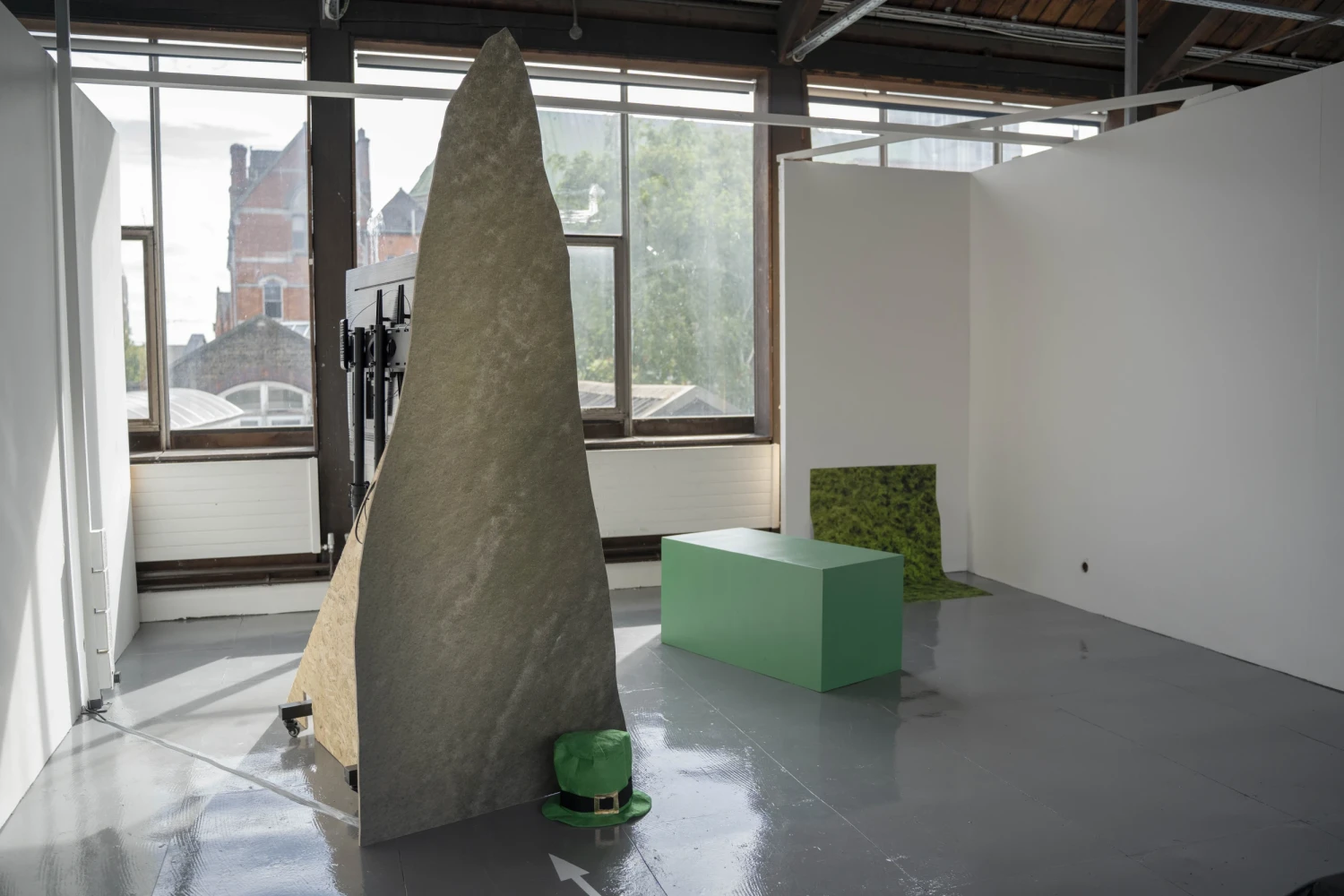 Installation view, Through a Hedge, Backwards, NCAD Works 2026.