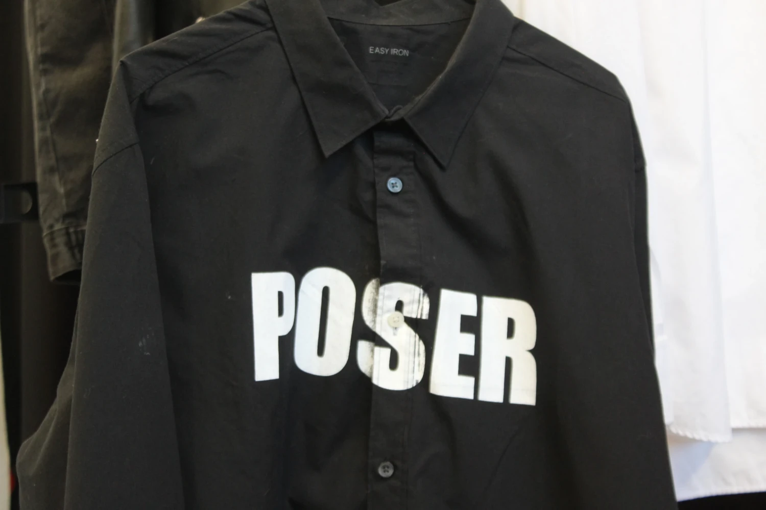*Poser Shirt*, screen print onto second hand shirt.
