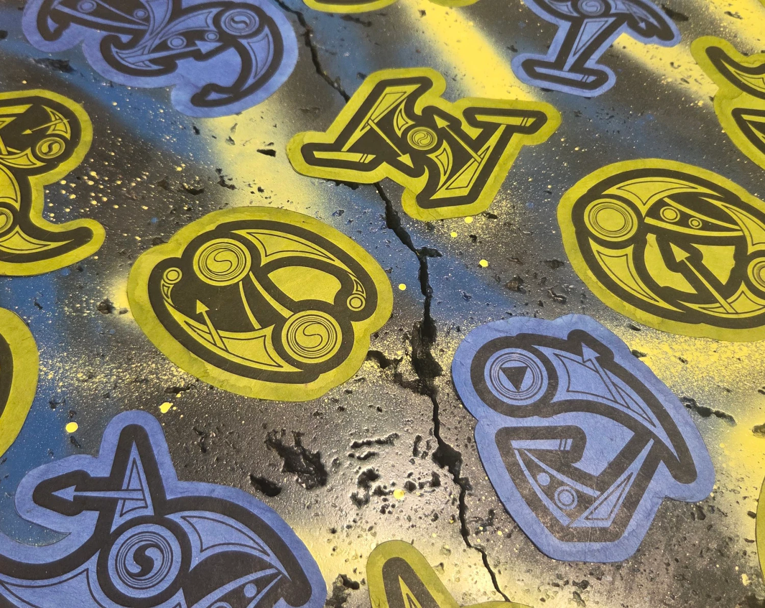 Close-up detail, *Insular Futurism* letters.