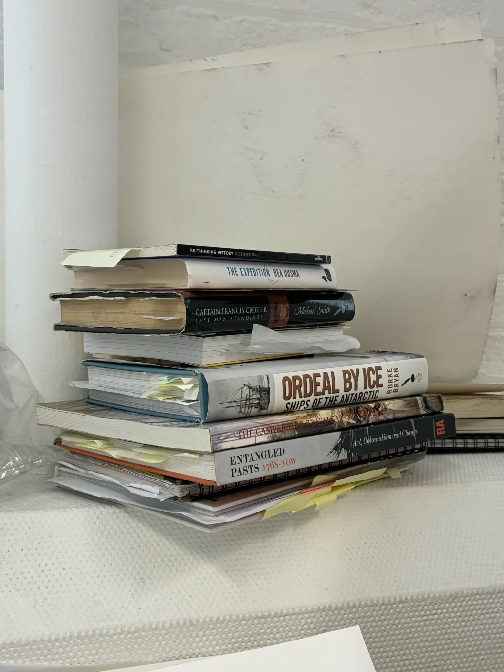 Some of the research materials that made up the backbone of this project.