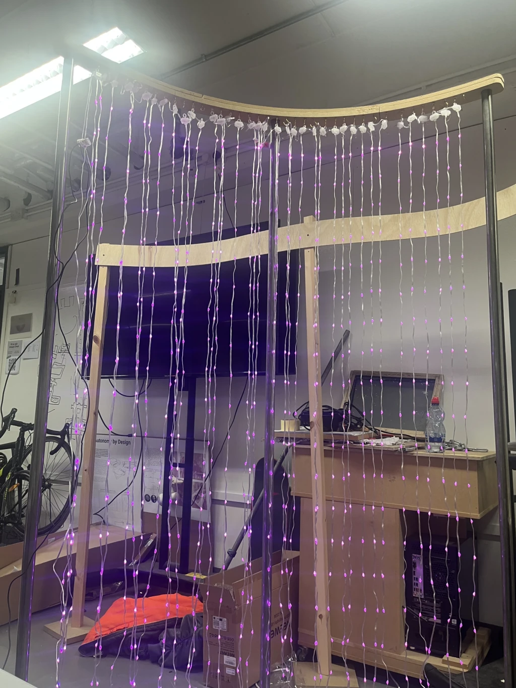 Technical rig adorned with 700+ lights, to give exhibit visitors a feel for the technology involved.