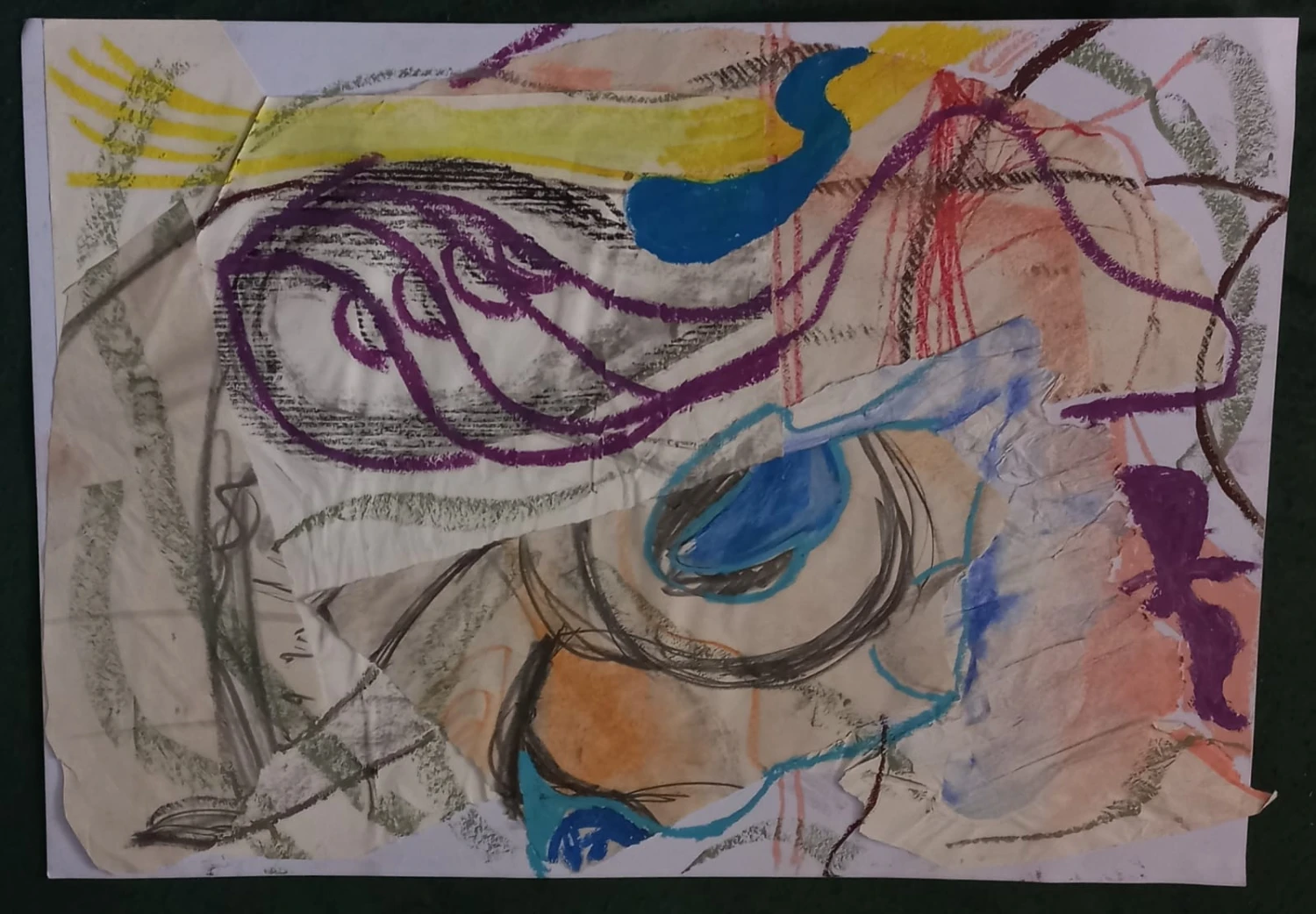 *Untitled 2026*, collage with mixed media on paper, 29.7 x 42 cm.