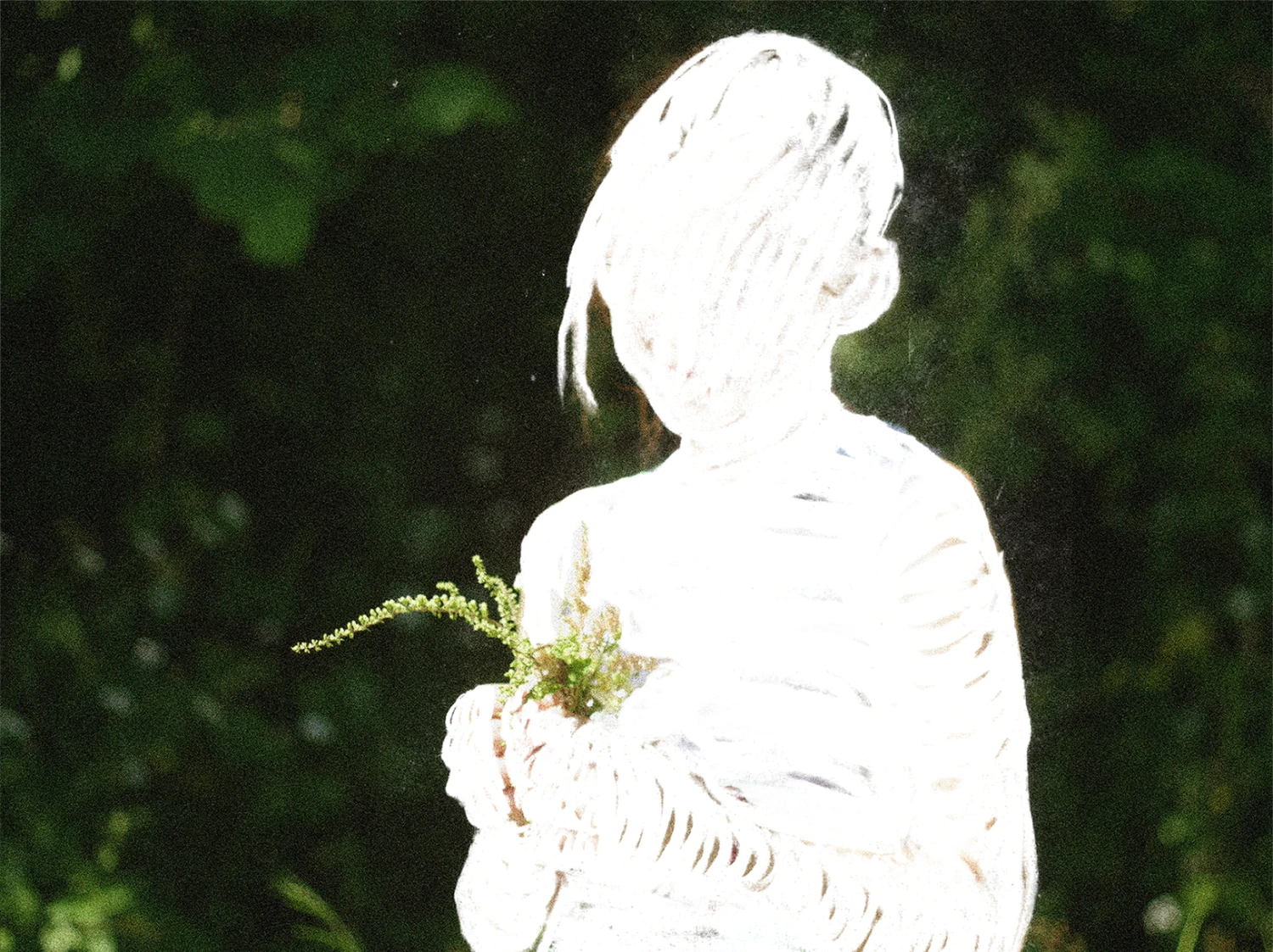 *When she was Young*, white charcoal on photograph, 21 x 15.7 cm.