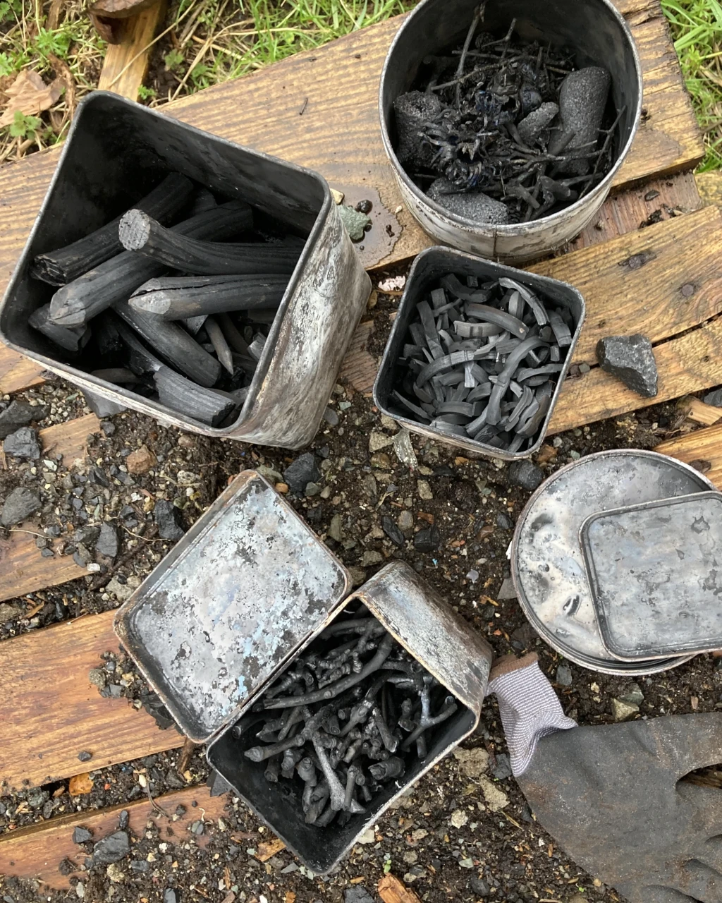 Making charcoal in The Field, NCAD.