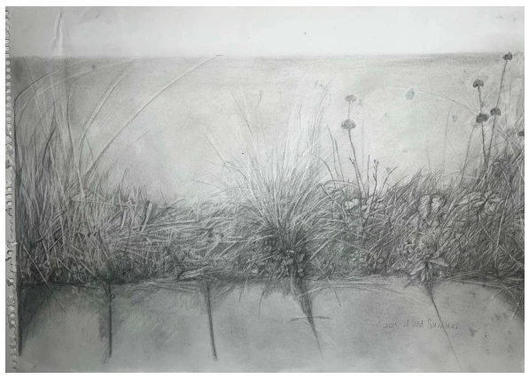 *Trace Elements I 2025*, pencil on paper, 42 x 59 cm.