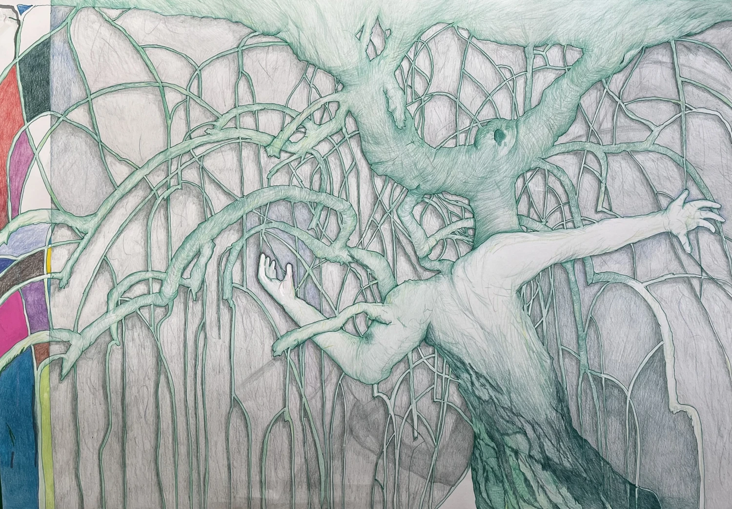 *Hybridity 2026*, pencil and ink on paper, 42 x 59 cm.