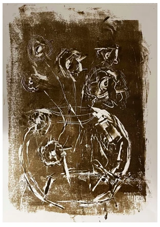 *Untitled 2026*, etching ink on paper, 42 x 29 cm.