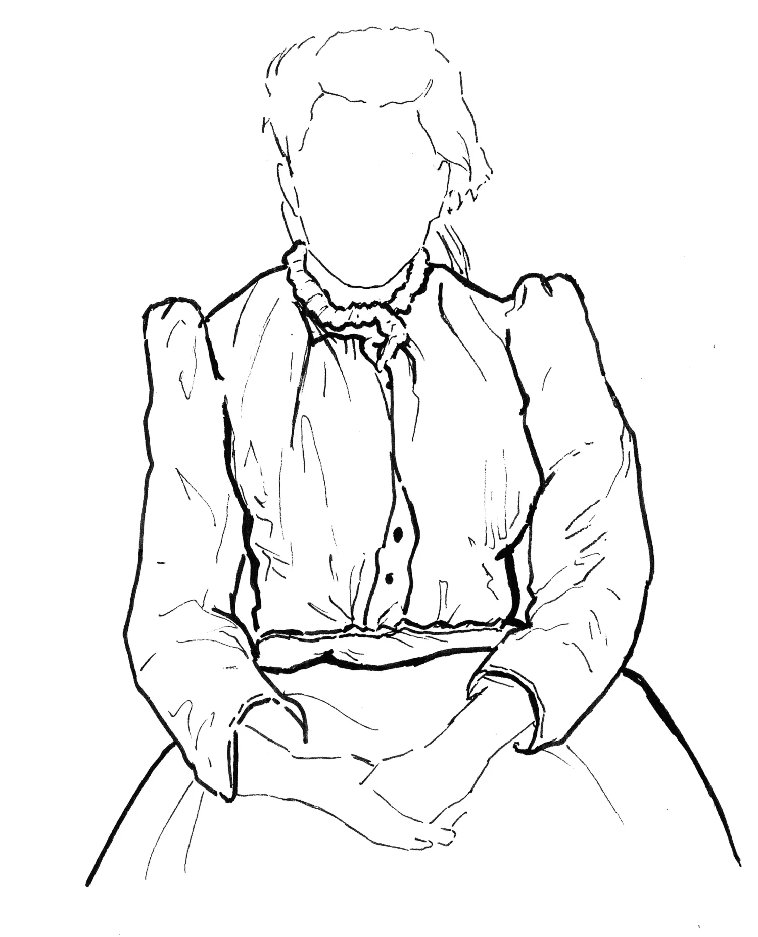 *Patient Dress*, March 1896, pen on paper, 2026. ©Tadhg Ó Ciardha